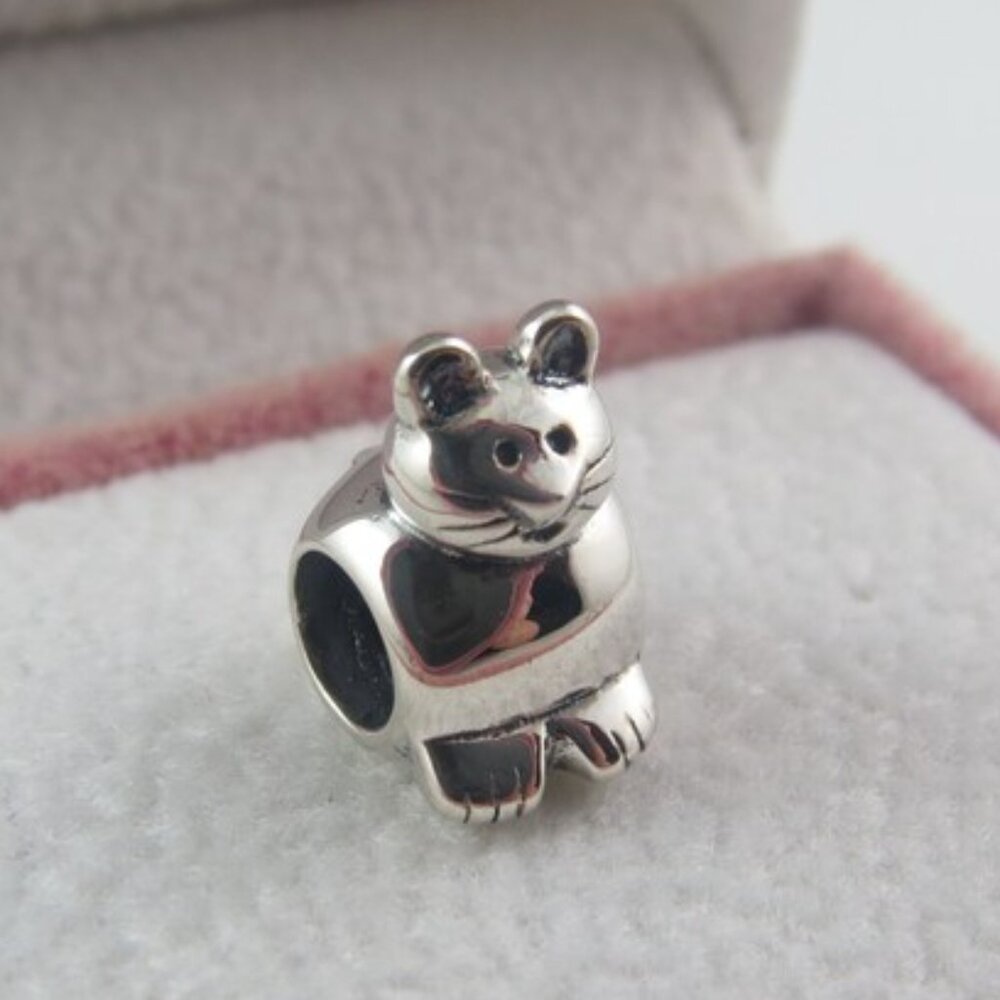 Pandora Kitten Cat Charm – Sterling Silver Pet Bead, Fits Moments Bracelet (A5)